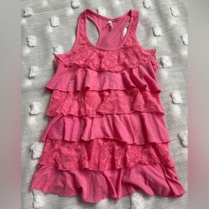 Women’s Pink Ruffle Tank Top Size L